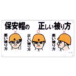 まんが標識（保安帽の正しい被り方） - Master
