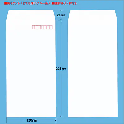 長3ケント（とても薄いブルー系）100g/m²封筒社名入れ印刷 メイン画像