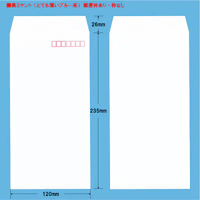 長3ケント（とても薄いブルー系）80g/m²封筒社名入れ印刷 メイン画像