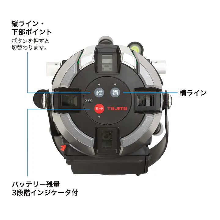 レーザー墨出し器 ZERO GREENシリーズKJY（矩十字・横）｜ジンバル - Master